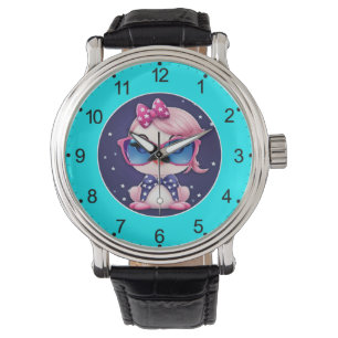 Amerikansk flagga med flamingo seriefigur-69680 armbandsur
