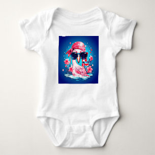 Amerikansk Flagga med Flamingo Tecknad-69681 T Shirt