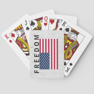 Amerikansk Flagga med FRIHEM-text vid födelsen Casinokort