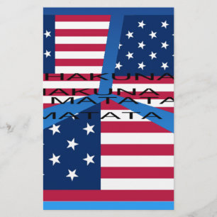 Amerikansk Flagga med Hakuna Matata: Patriotisk de Brevpapper