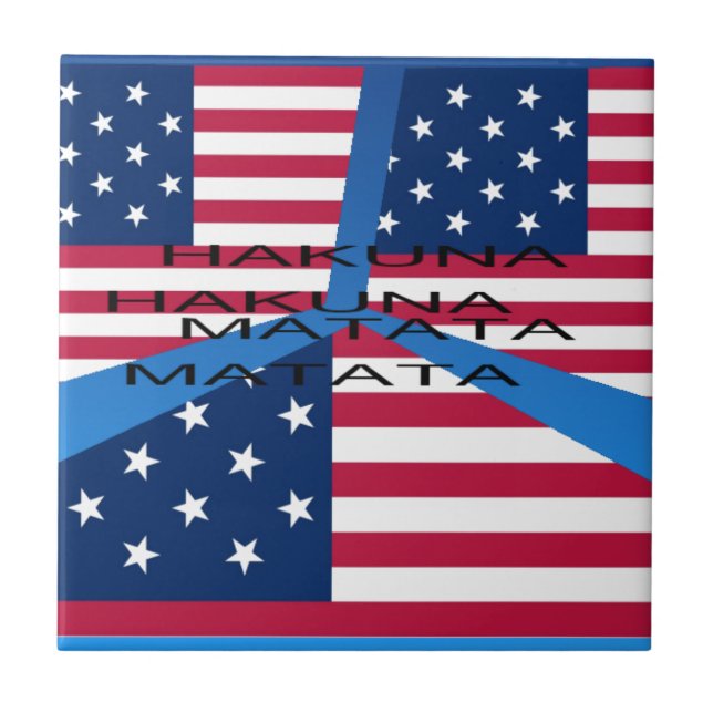 Amerikansk Flagga med Hakuna Matata: Patriotisk de Kakelplatta (Framsidan)