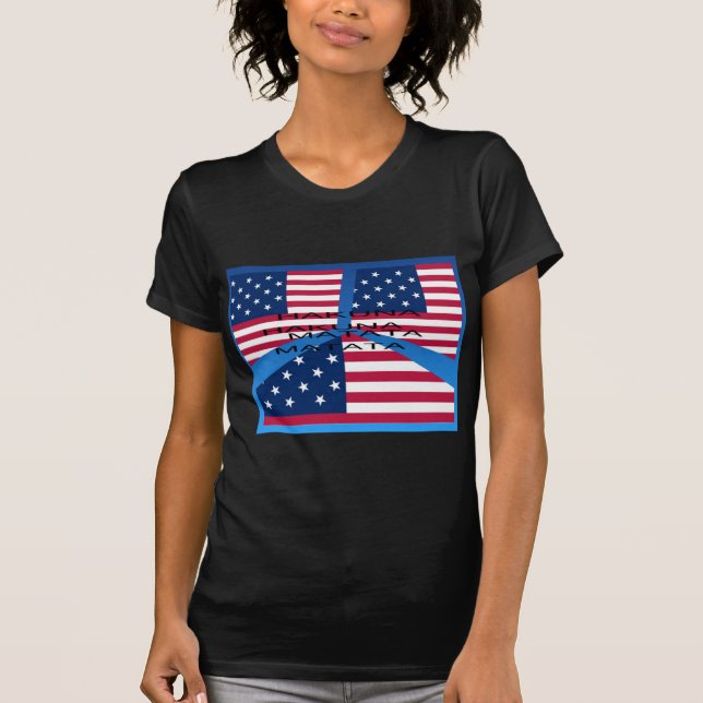 Amerikansk Flagga med Hakuna Matata: Patriotisk de T-shirt (Framsida)