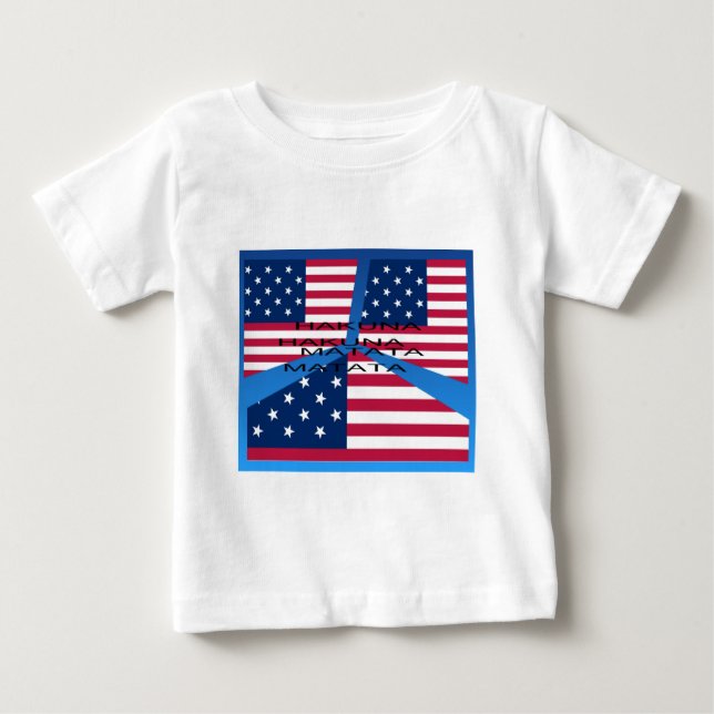 Amerikansk Flagga med Hakuna Matata: Patriotisk de T Shirt (Framsida)