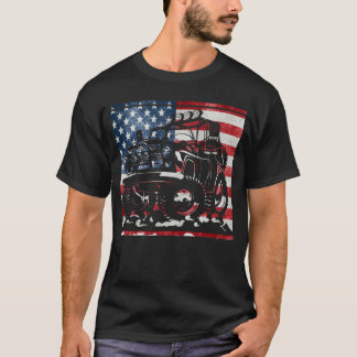 Amerikansk Flagga med Jeep Grille T-Shirt Jeep Äls