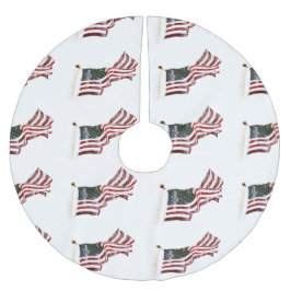 Amerikansk Flagga med Kor Julgransmatta Borstad Polyester