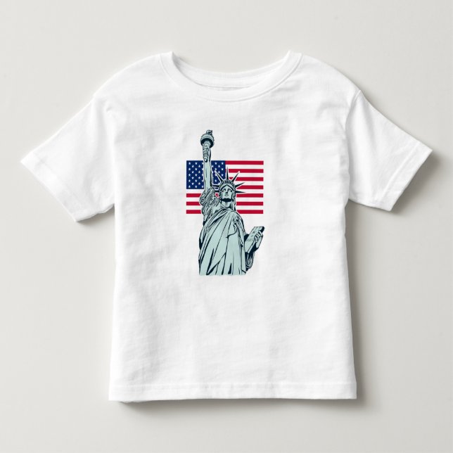 Amerikansk flagga med Lady Liberty   Barn T-shirt (Framsida)
