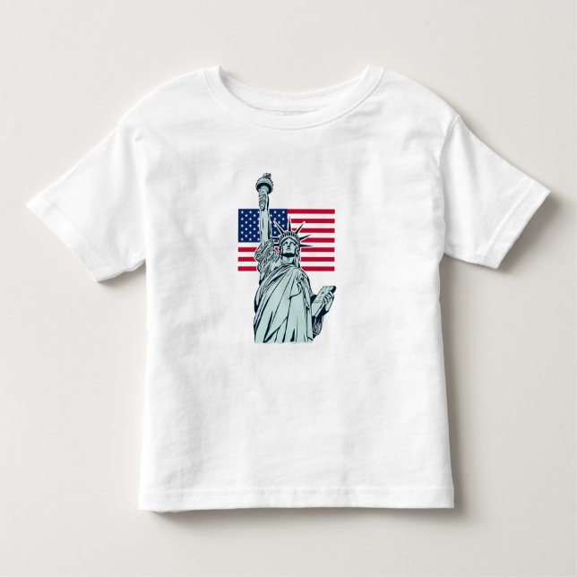 Amerikansk flagga med Lady Liberty T Shirt (Framsida)