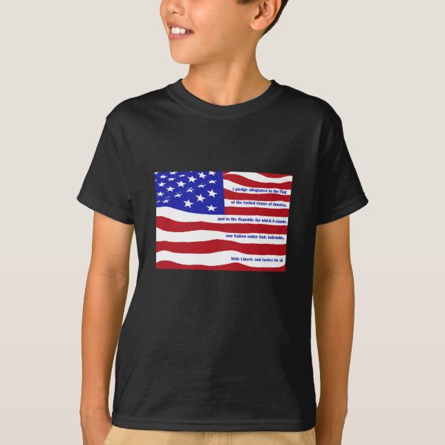 Amerikansk flagga med löfte på rand t-shirt (Framsida)
