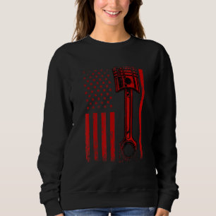 Amerikansk Flagga med Novelty av kolvmotor T Shirt
