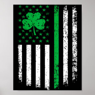 Amerikansk flagga med shamrocks för st patricks da poster