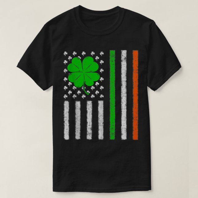 Amerikansk flagga med Shamrocks for St Patricks da T Shirt (Design framsida)