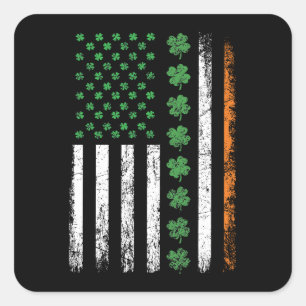 Amerikansk Flagga med Shamrocks St patricks day Fyrkantigt Klistermärke