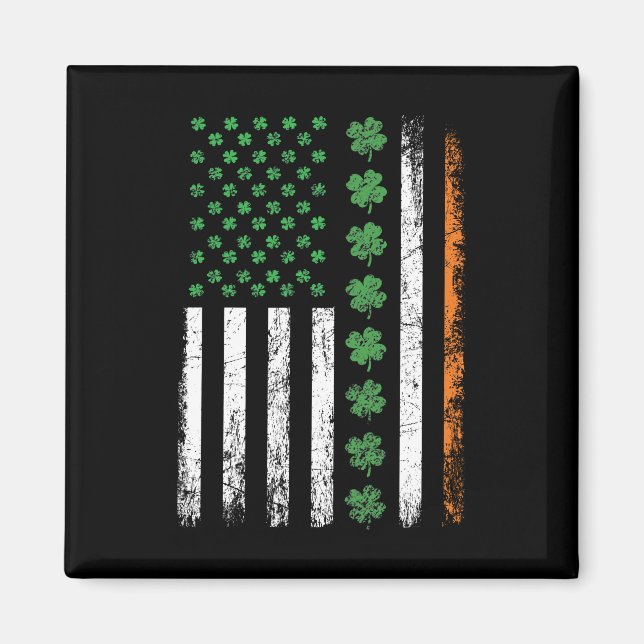 Amerikansk Flagga med Shamrocks St patricks day Magnet (Framsidan)
