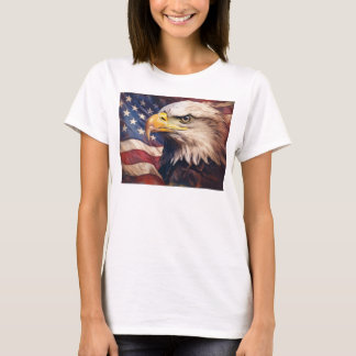 Amerikansk flagga med skallig örn huvud t shirt