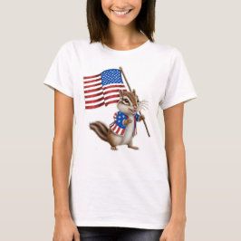 Amerikansk flagga med söt tecknad jordekorre t shirt