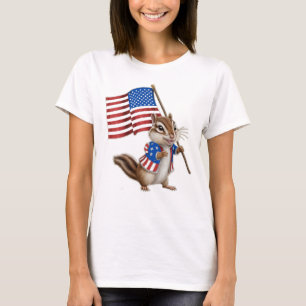 Amerikansk flagga med söt tecknad jordekorre t shirt