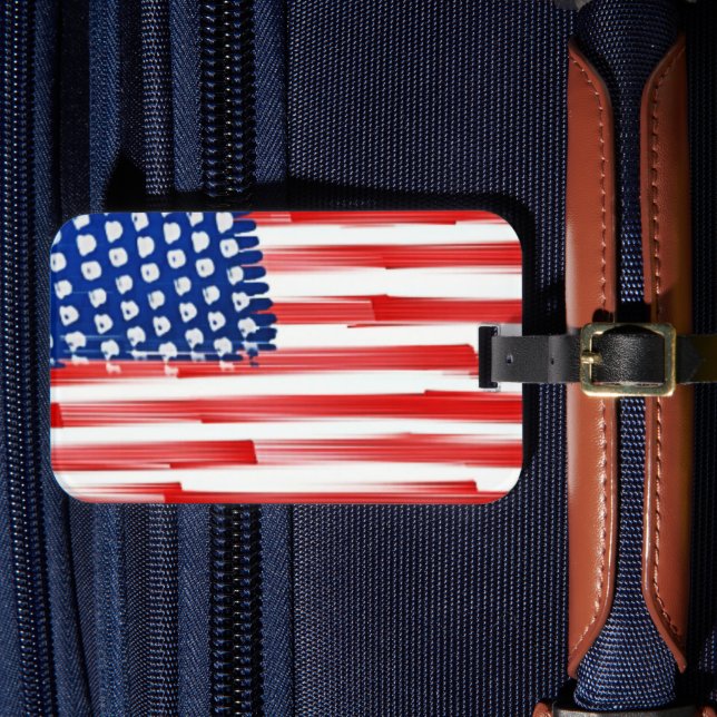Amerikansk flagga med vattenfärg bagagebricka (Framsida Insitu 4)