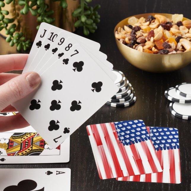 Amerikansk flagga med vattenfärg casinokort (På plats)