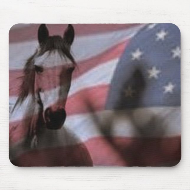 Amerikansk Flagga med Vild Horse Musmatta (Framsidan)