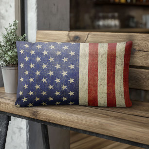 Amerikansk Flagga med vintage avslutat Lumbarkudde
