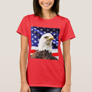 Amerikansk flagga med vit huvudad havsörn t shirt
