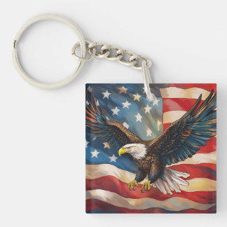Amerikansk flagga med vit huvudad örn
