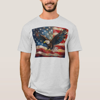 Amerikansk flagga med vitörad havsörn t shirt