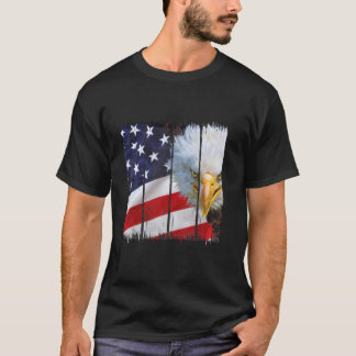 Amerikansk flagga med vitörad havsörn USA patrioti T Shirt
