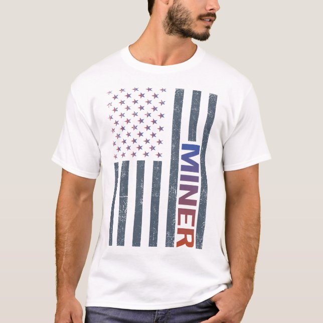 Amerikansk Flagga - Miner T Shirt (Framsida)