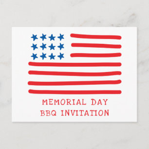 Amerikansk flagga - Minnesdags grillfest inbjudan