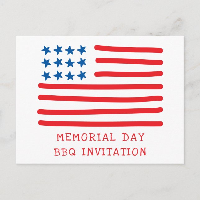 Amerikansk flagga - Minnesdags grillfest inbjudan (Framsida)