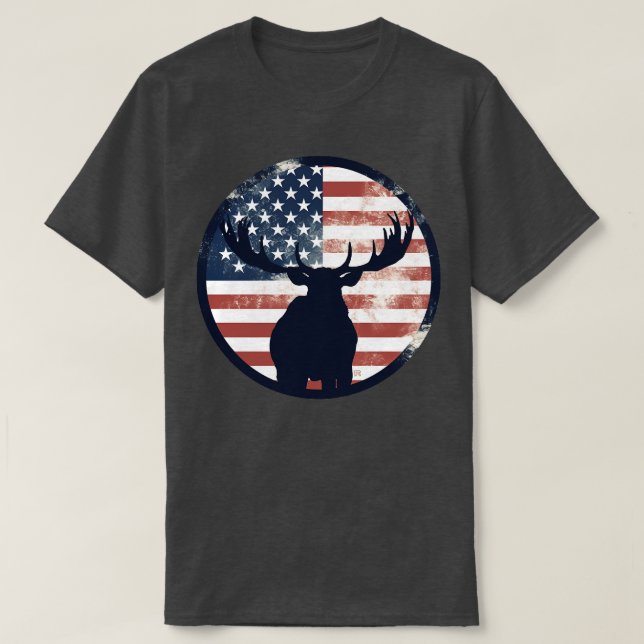 Amerikansk Flagga Moose 1 T Shirt (Design framsida)