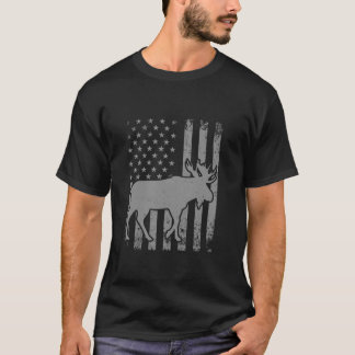 Amerikansk Flagga Moose Coola Design För manar Wom T Shirt