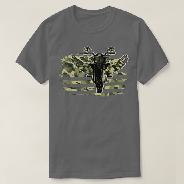 Amerikansk Flagga-motorcykel 135 T Shirt (Design framsida)