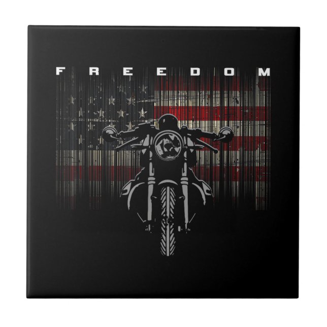 Amerikansk Flagga motorcykelfrihet Kakelplatta (Framsidan)