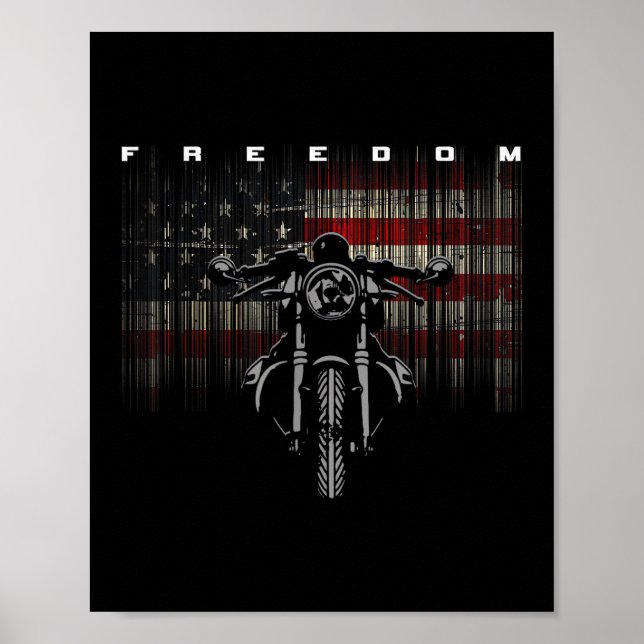 Amerikansk Flagga motorcykelfrihet Poster (Framsidan)
