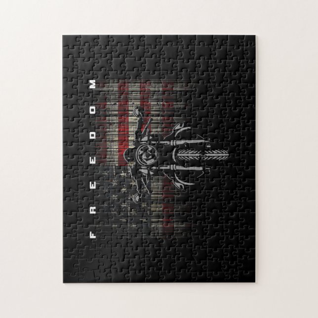 Amerikansk Flagga motorcykelfrihet Pussel (Vertikal)