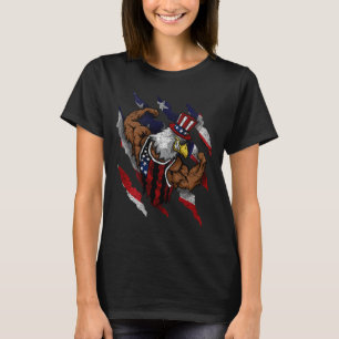 Amerikansk flagga muskulös skallig örn cykel flexa t shirt