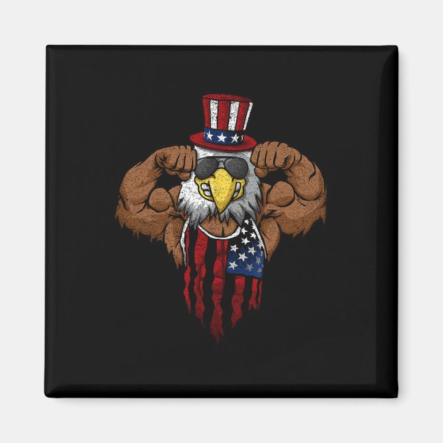Amerikansk flagga Muskulös Squat Dabbing Flexing F Magnet (Framsidan)