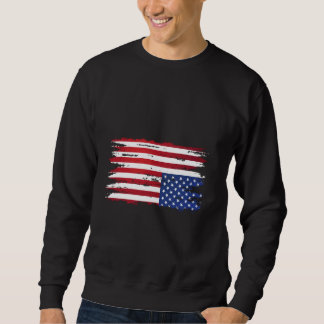 Amerikansk flagga-nöd upp och ned på patriotisk US Lång Ärmad Tröja
