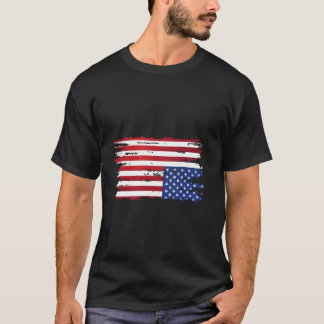 Amerikansk flagga-nöd upp och ned på patriotisk US T Shirt