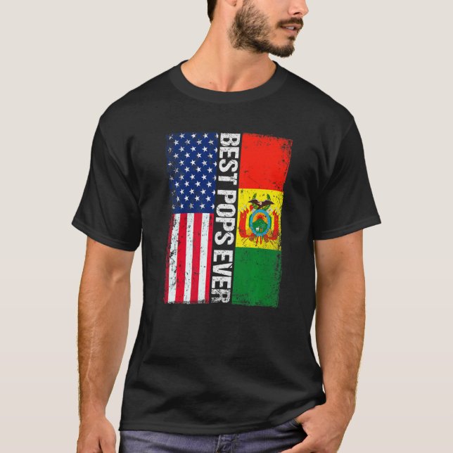 Amerikansk Flagga och Bolivia Flagga Best Pops All T Shirt (Framsida)