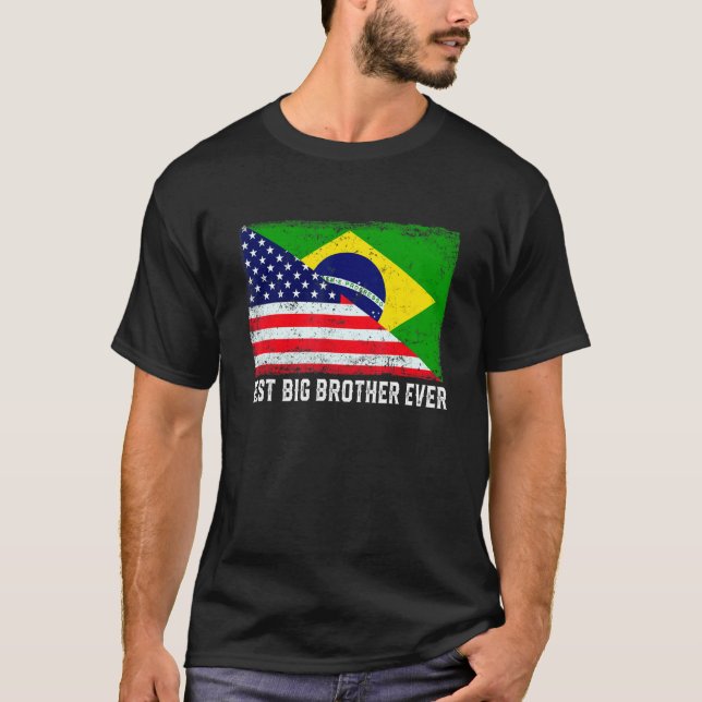Amerikansk Flagga och Brasiliens Flagga Best Big B T Shirt (Framsida)