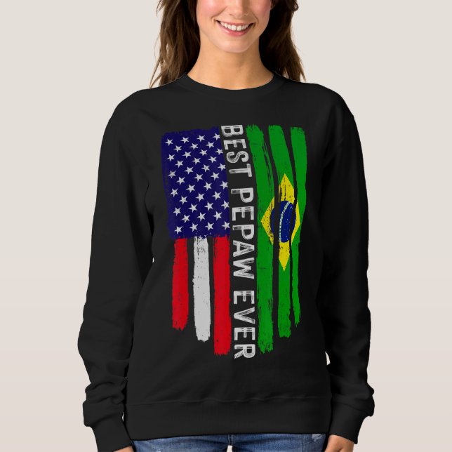 Amerikansk Flagga och Brasiliens Flagga Best Pepaw T Shirt (Framsida)