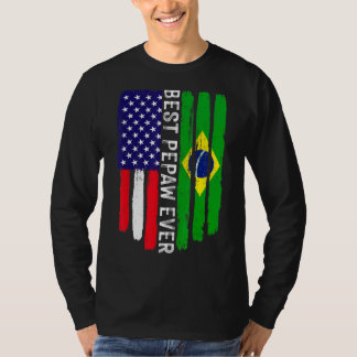 Amerikansk Flagga och Brasiliens Flagga Best Pepaw T Shirt