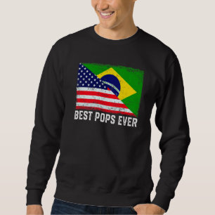 Amerikansk Flagga och Brasiliens Flagga Best Pops Lång Ärmad Tröja