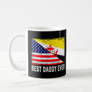 Amerikansk Flagga och Brunei Flagga Best Pappa-fam Kaffemugg