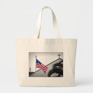 Amerikansk Flagga och Crucifix Impulse Tote Bag Jumbo Tygkasse