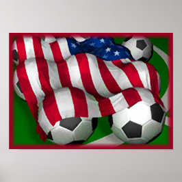 Amerikansk Flagga och fotboll Poster