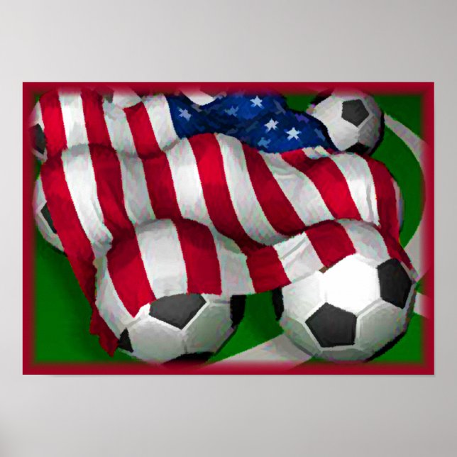 Amerikansk Flagga och fotboll Poster (Framsidan)